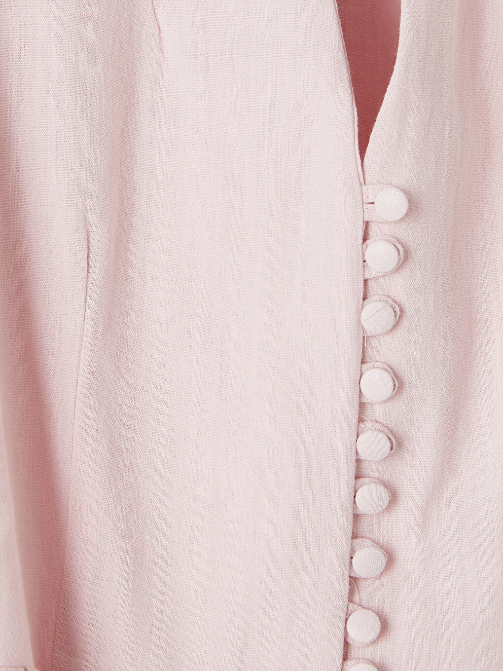 Pembe V Yaka Peplum Bluz-2