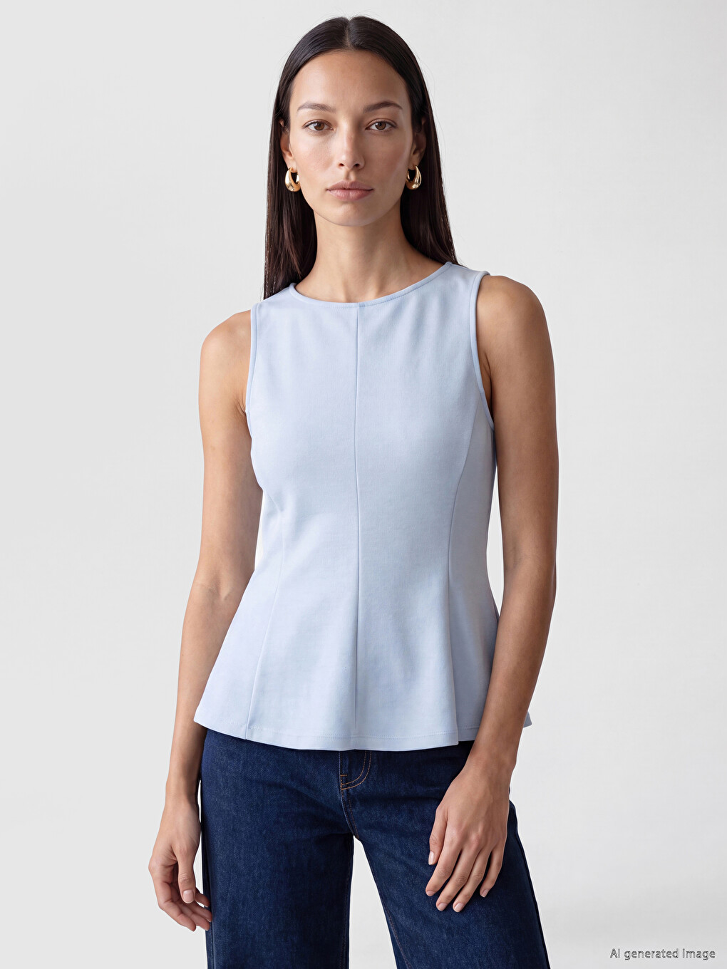 Bluză Peplum Cu Guler Rotund Basic