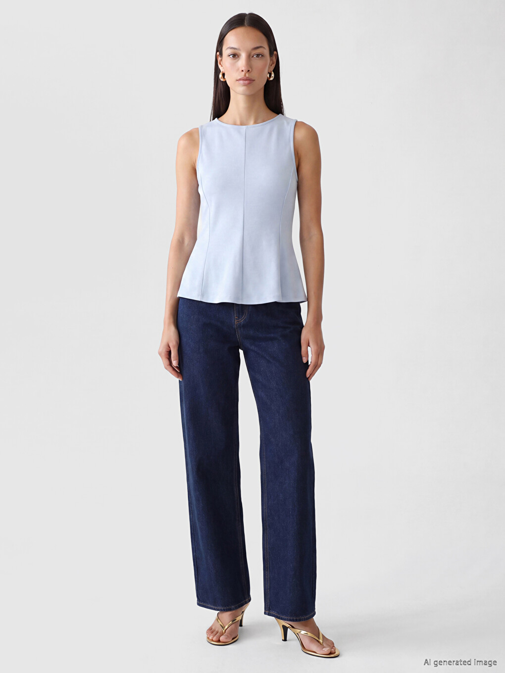 Bluză Peplum Cu Guler Rotund Basic-1