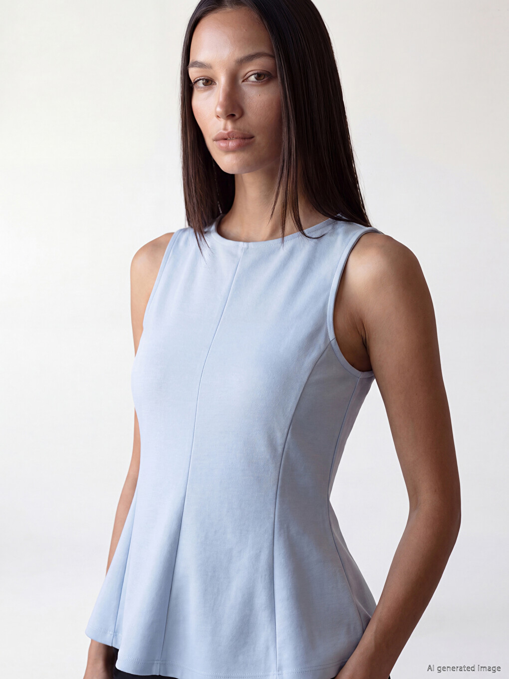 Bluză Peplum Cu Guler Rotund Basic-2
