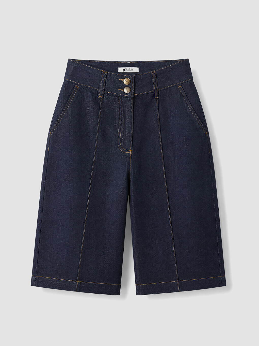 Lacivert Bermuda Fit Kadın Jean Şortolon