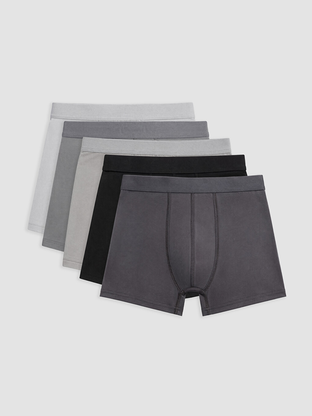 Gri Pamuklu Esnek Erkek Boxer 5'li Paket