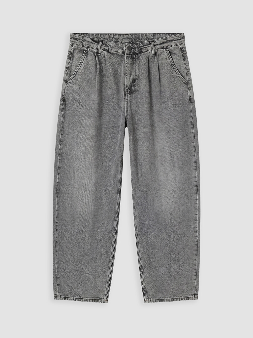 Gri Loose Fit Erkek Jean Pantolon-3