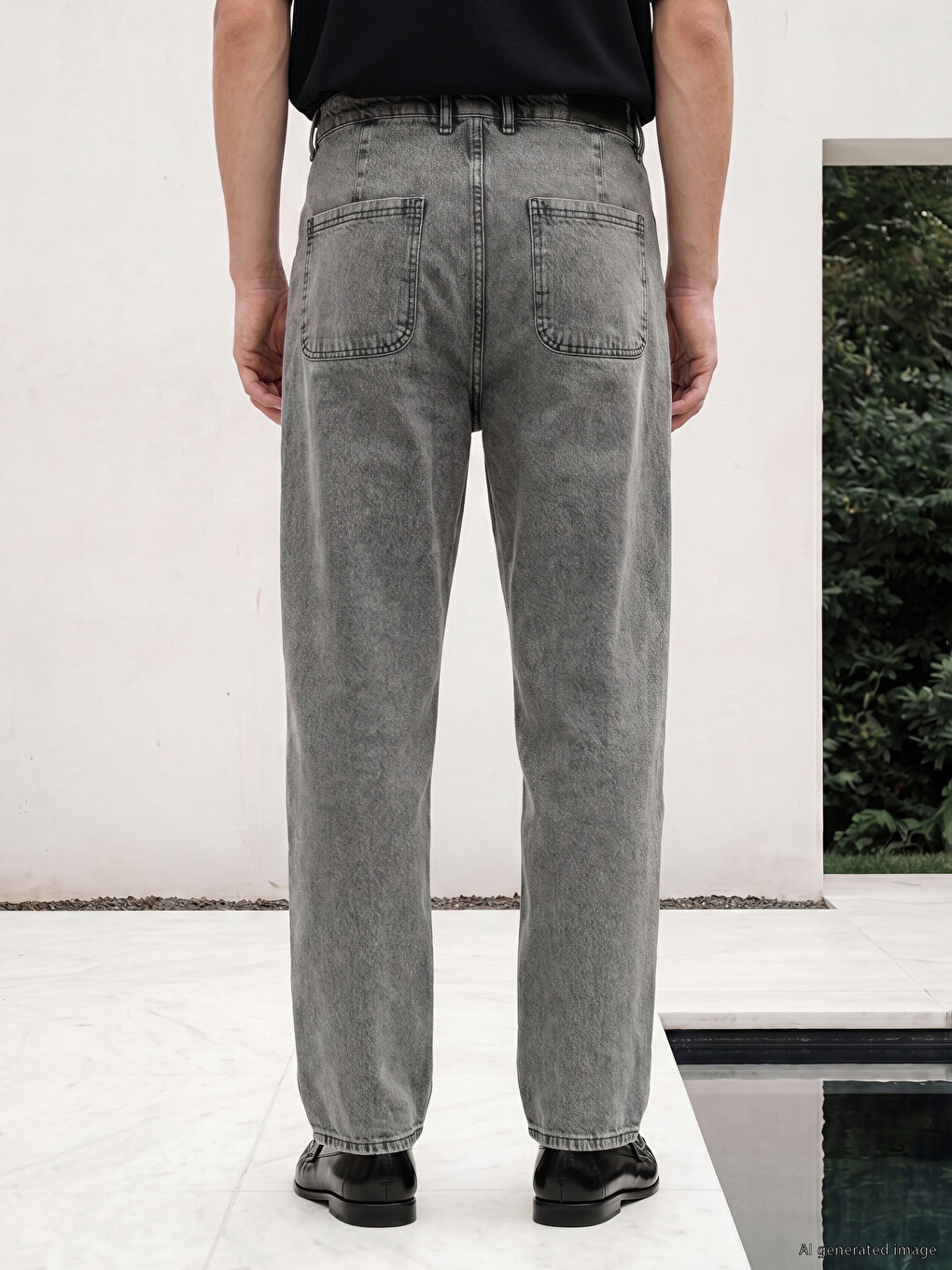 Gri Loose Fit Erkek Jean Pantolon-2
