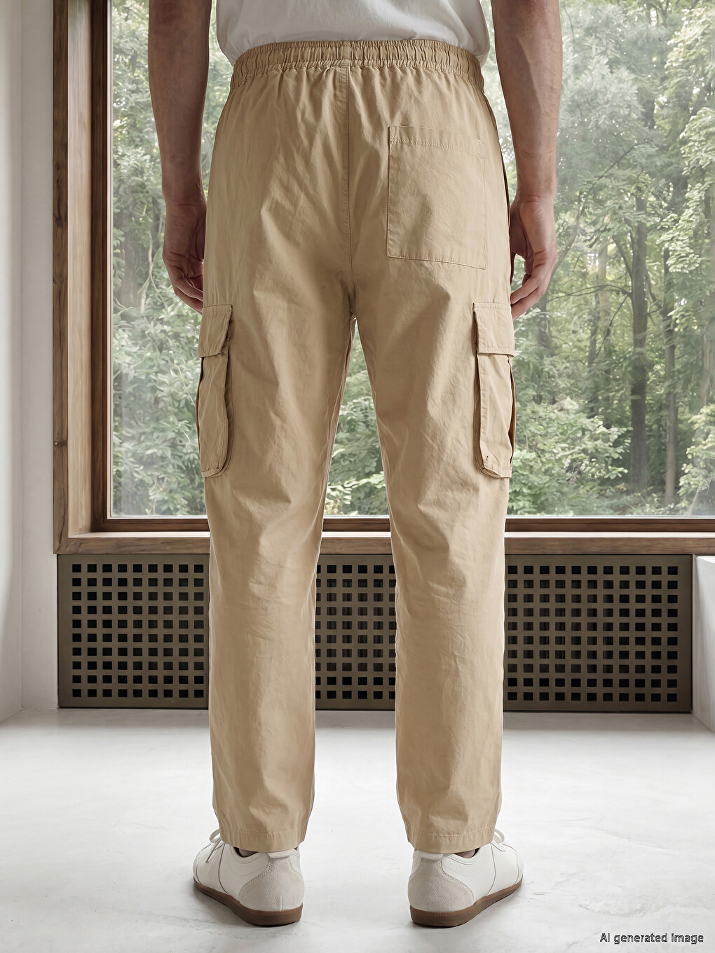 Bej Regular Fit Erkek Kargo Pantolon-2