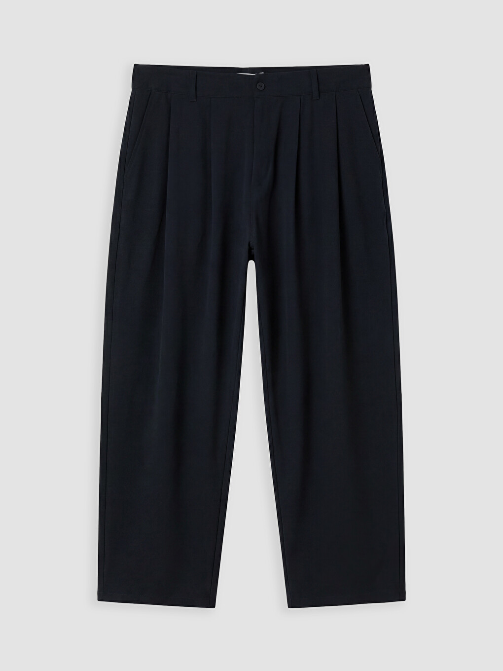 Lacivert Relax Fit Erkek Pileli Pantolon-3