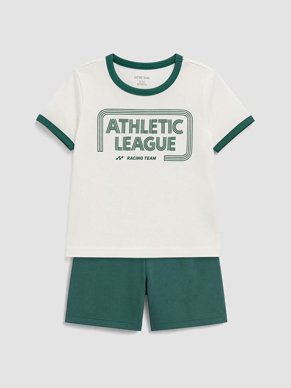 Ekru Bisiklet Yaka Baskılı Erkek Çocuk Şortlu Pijama Takımı-1