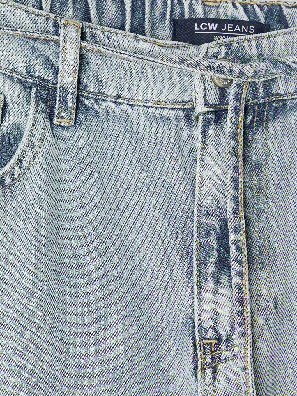 İndigo Beli Lastikli Wideleg Kadın Jean Pantolon-1