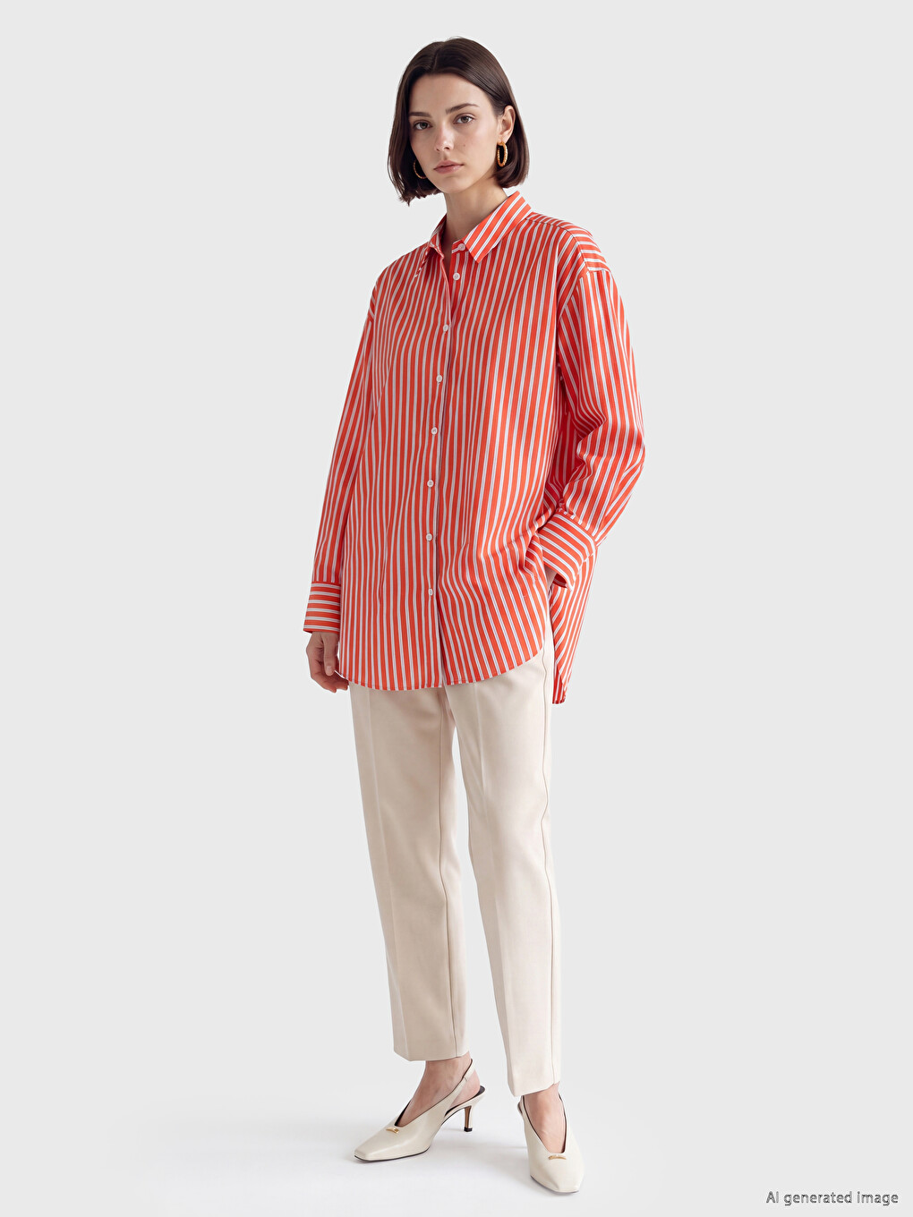 Striped Oversize Women's Shirt Tunic-1