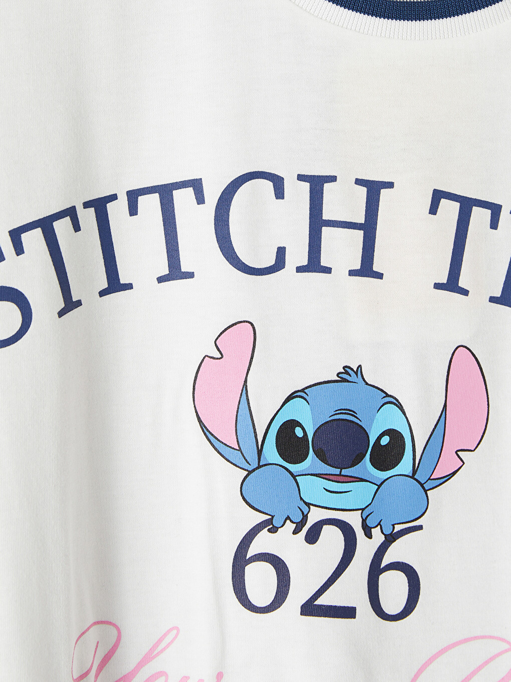 Beyaz Stitch Baskılı Kız Çocuk Şortlu Takım-2
