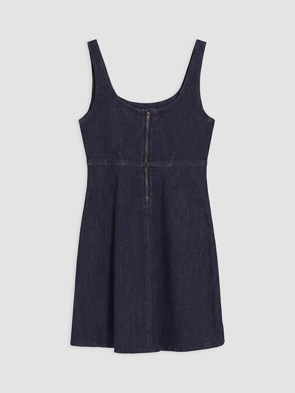 İndigo U Yaka A Kesim Mini Jean Elbise-1