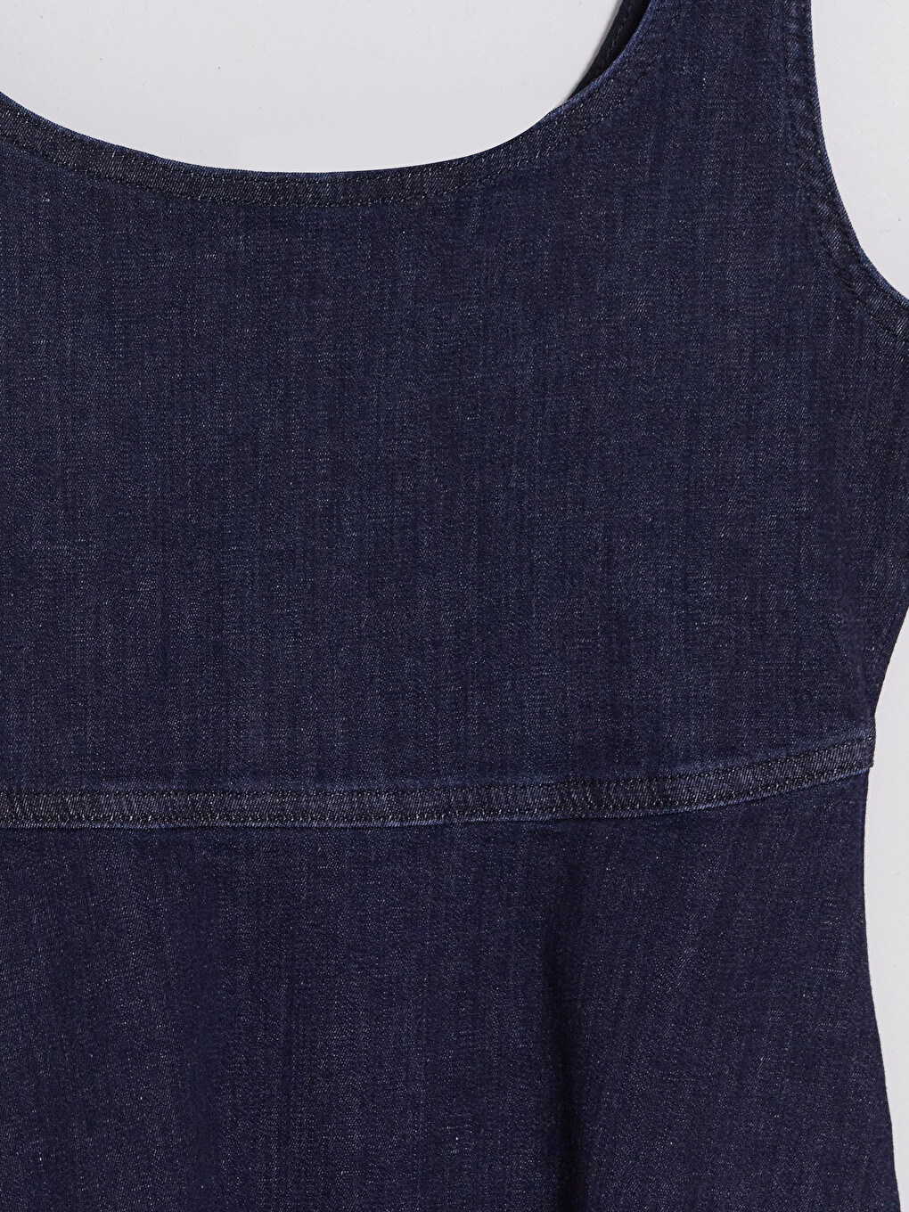 İndigo U Yaka A Kesim Mini Jean Elbise-2