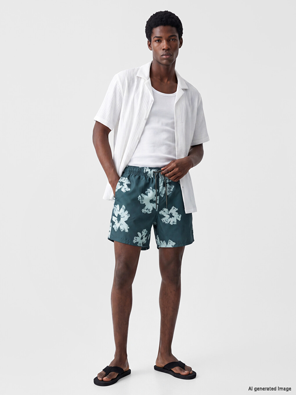 Short Patterned Men's Swimming Shorts-1