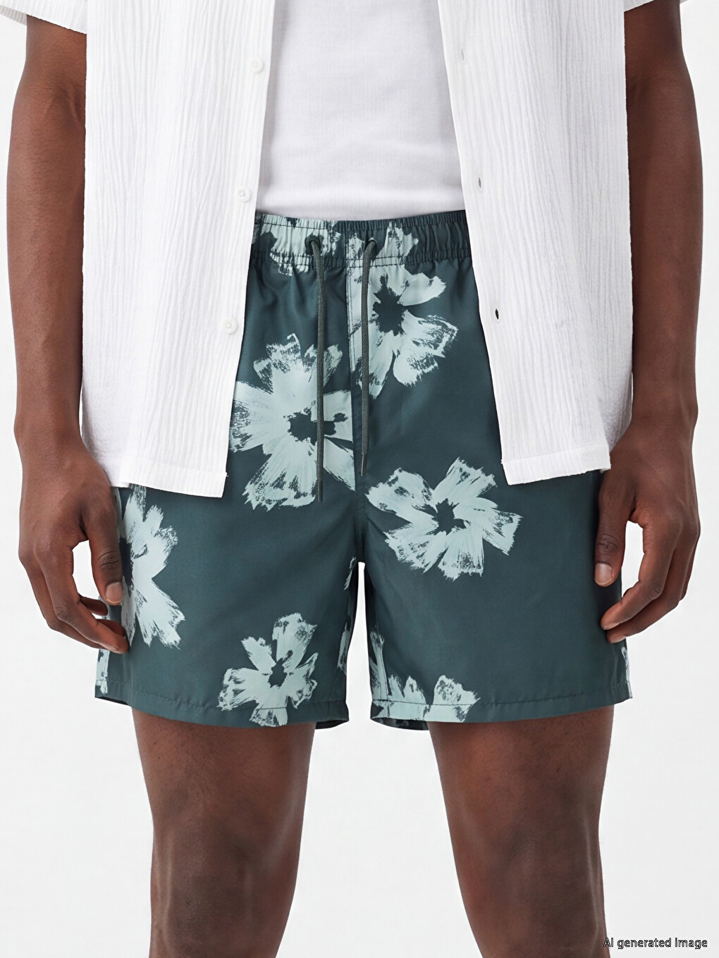 Short Patterned Men's Swimming Shorts-2