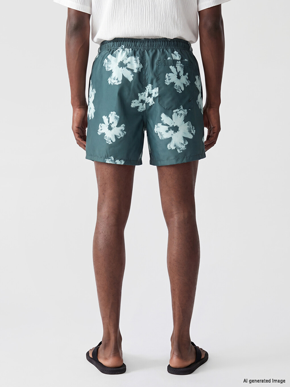 Short Patterned Men's Swimming Shorts-3