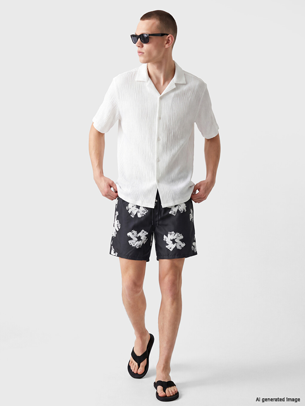 Short Patterned Men's Swimming Shorts-1