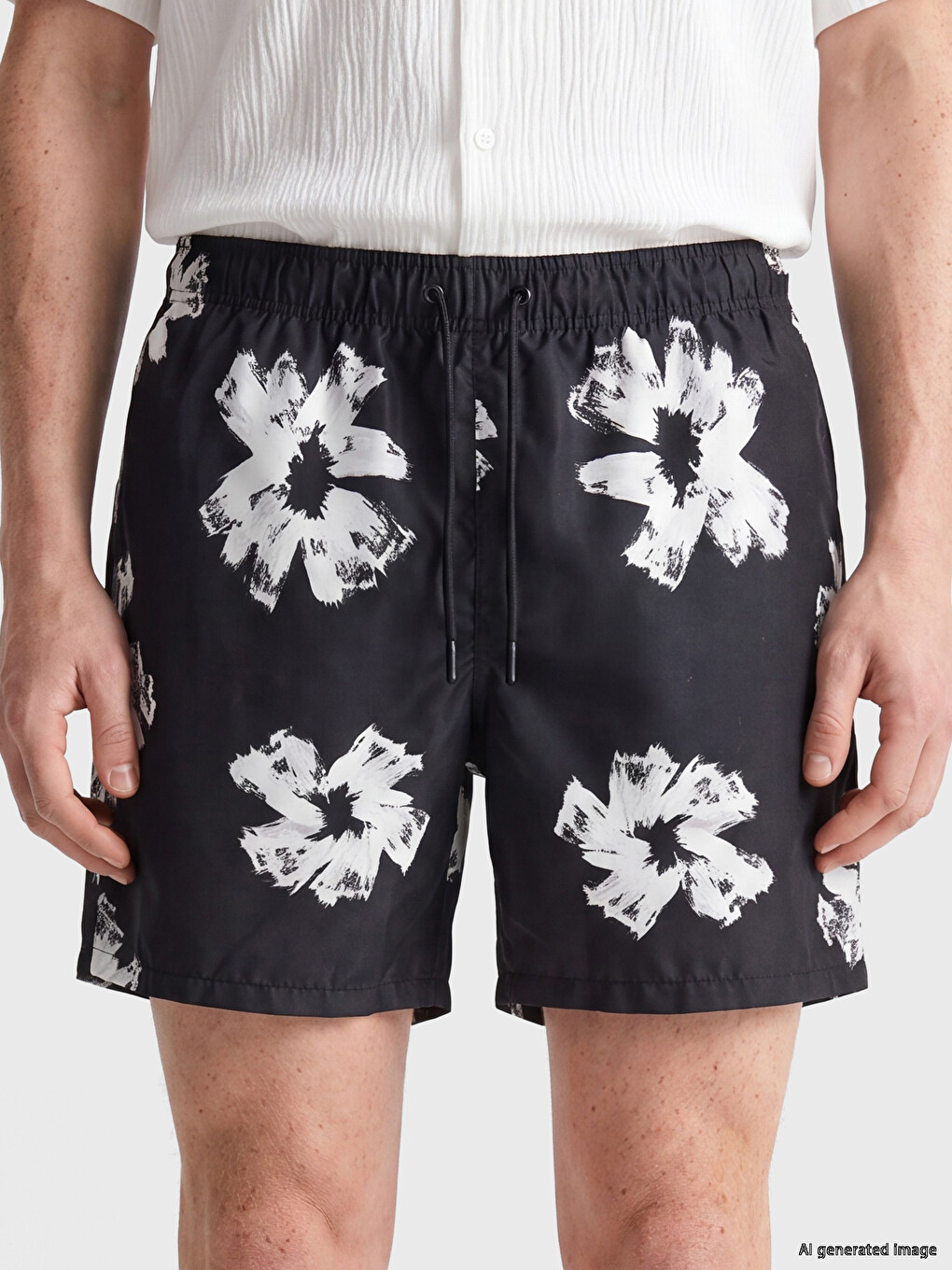 Short Patterned Men's Swimming Shorts-2