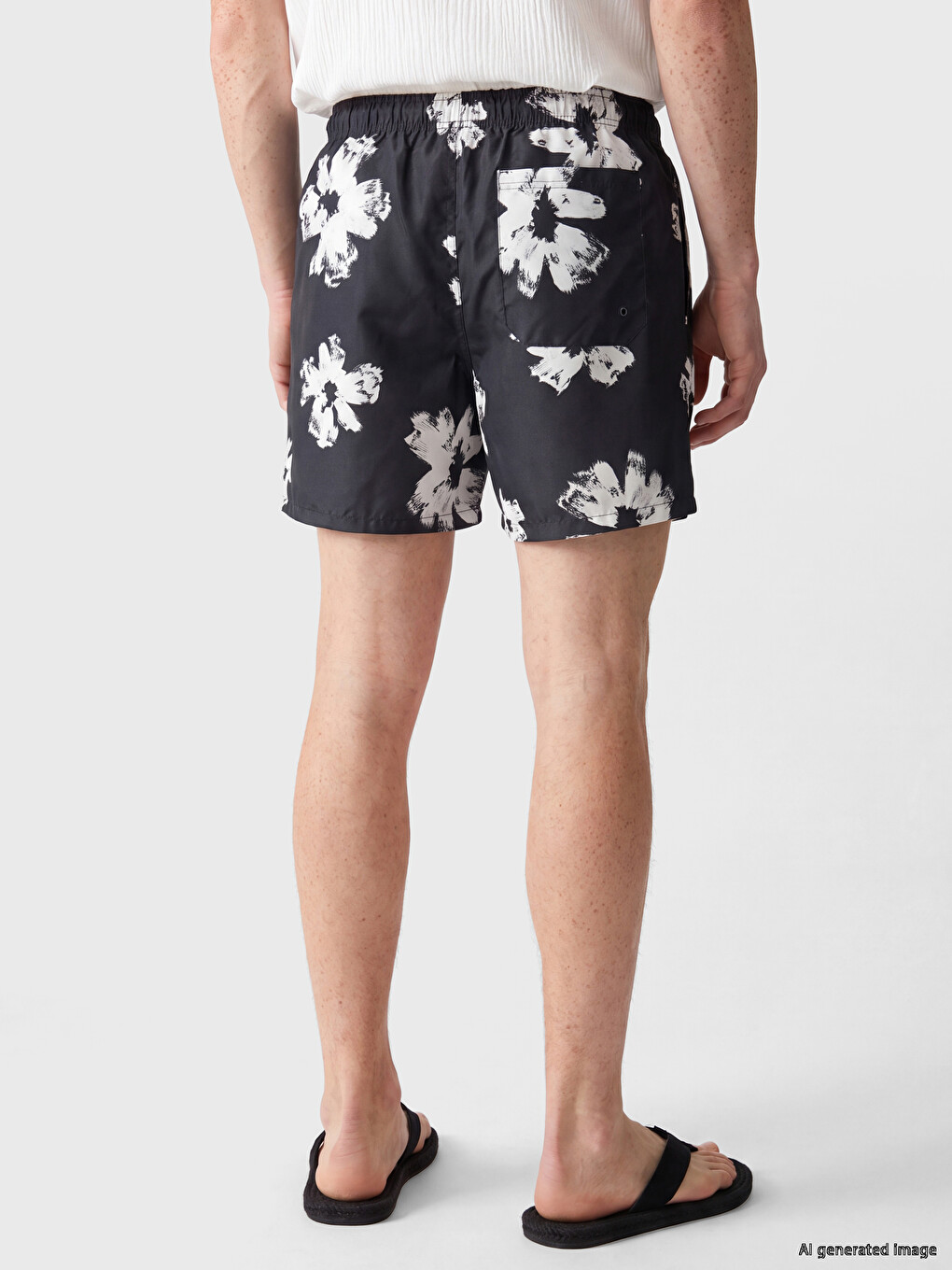 Short Patterned Men's Swimming Shorts-3