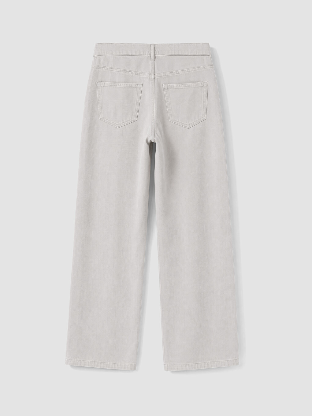 Gri Yüksek Bel Wideleg Kadın Jean Pantolon-2