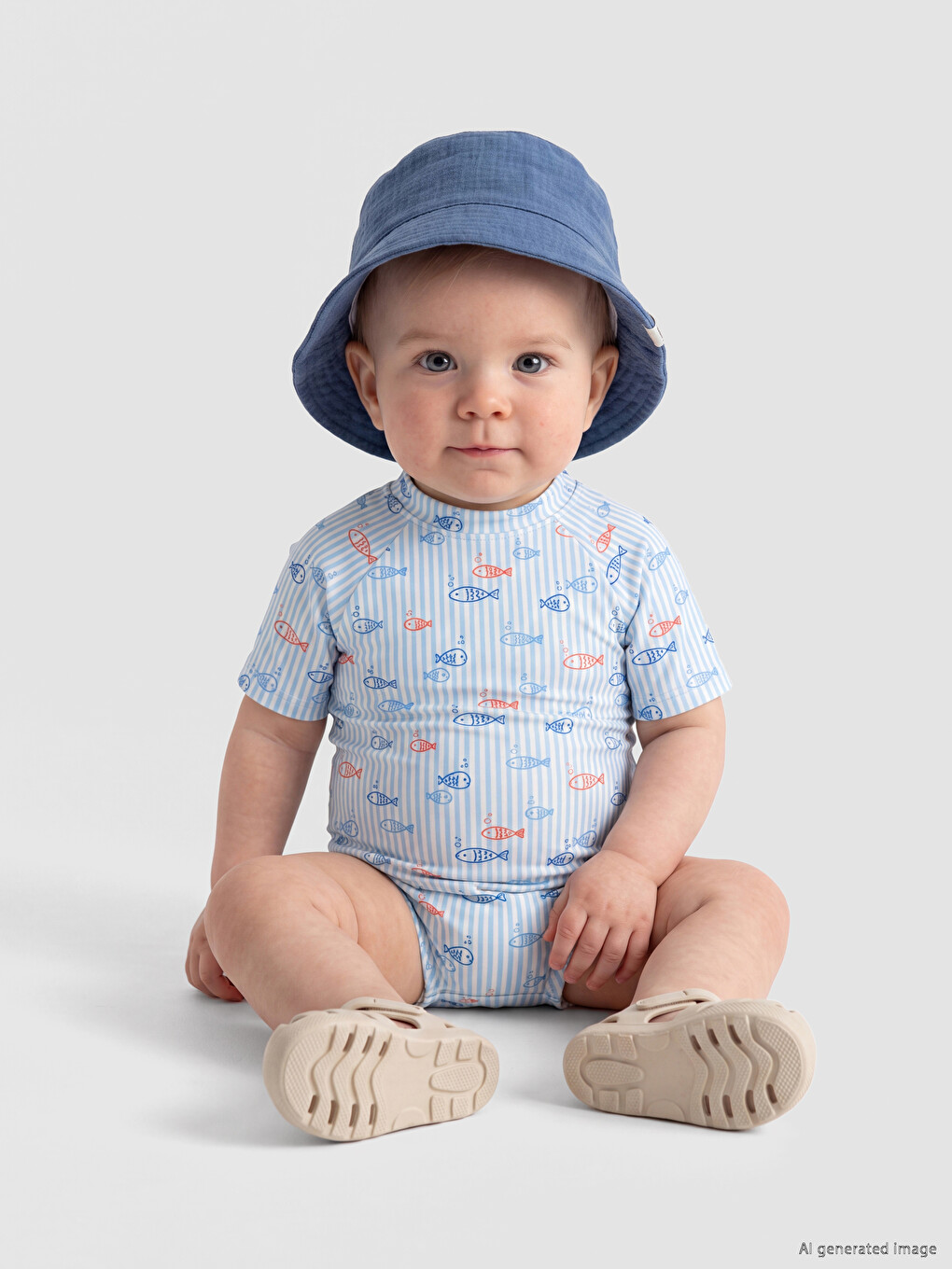 Costum De Baie Cu Pești Pentru Bebeluși Băieți