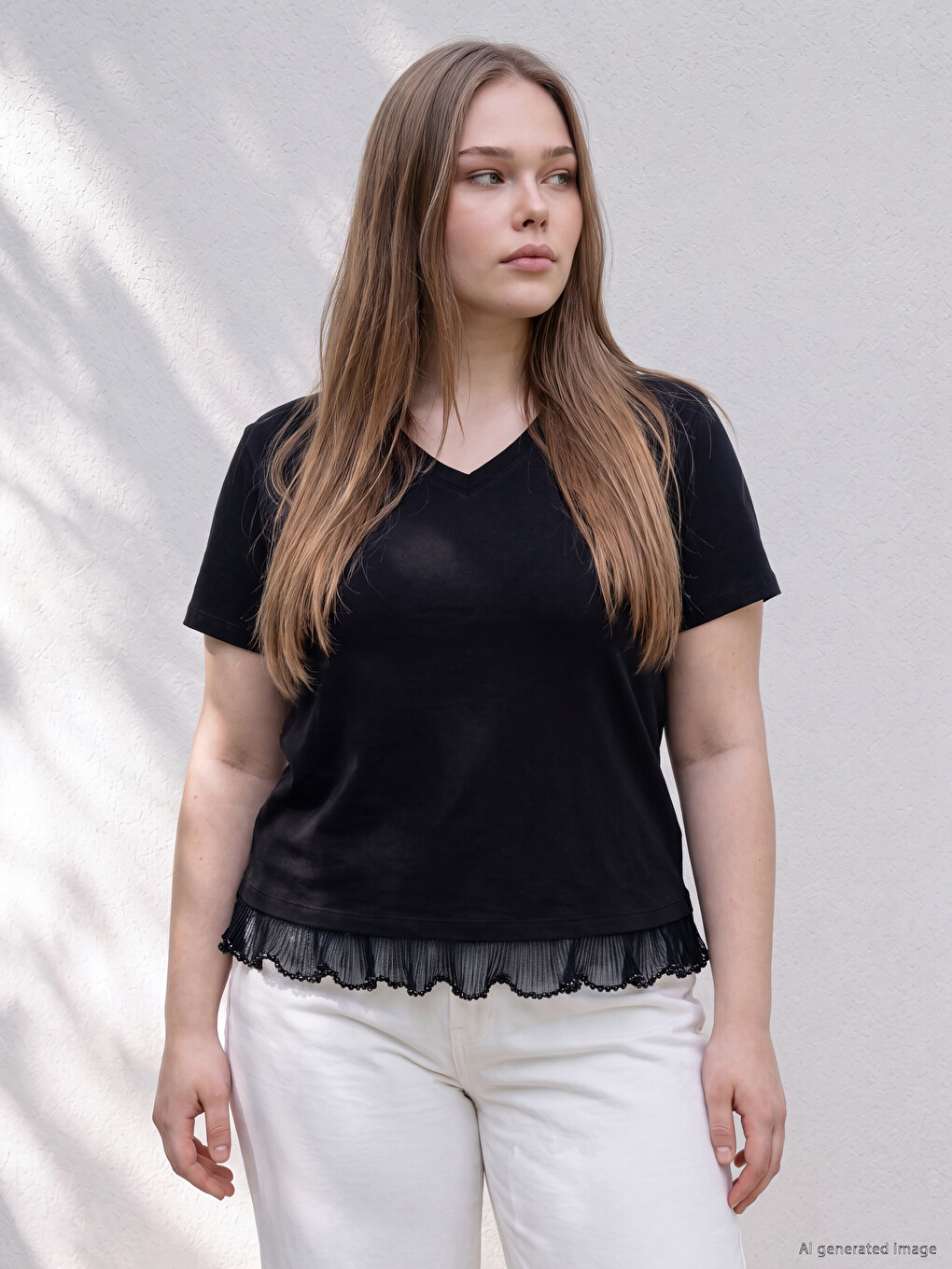 Plus Size Lace Detailed Blouse