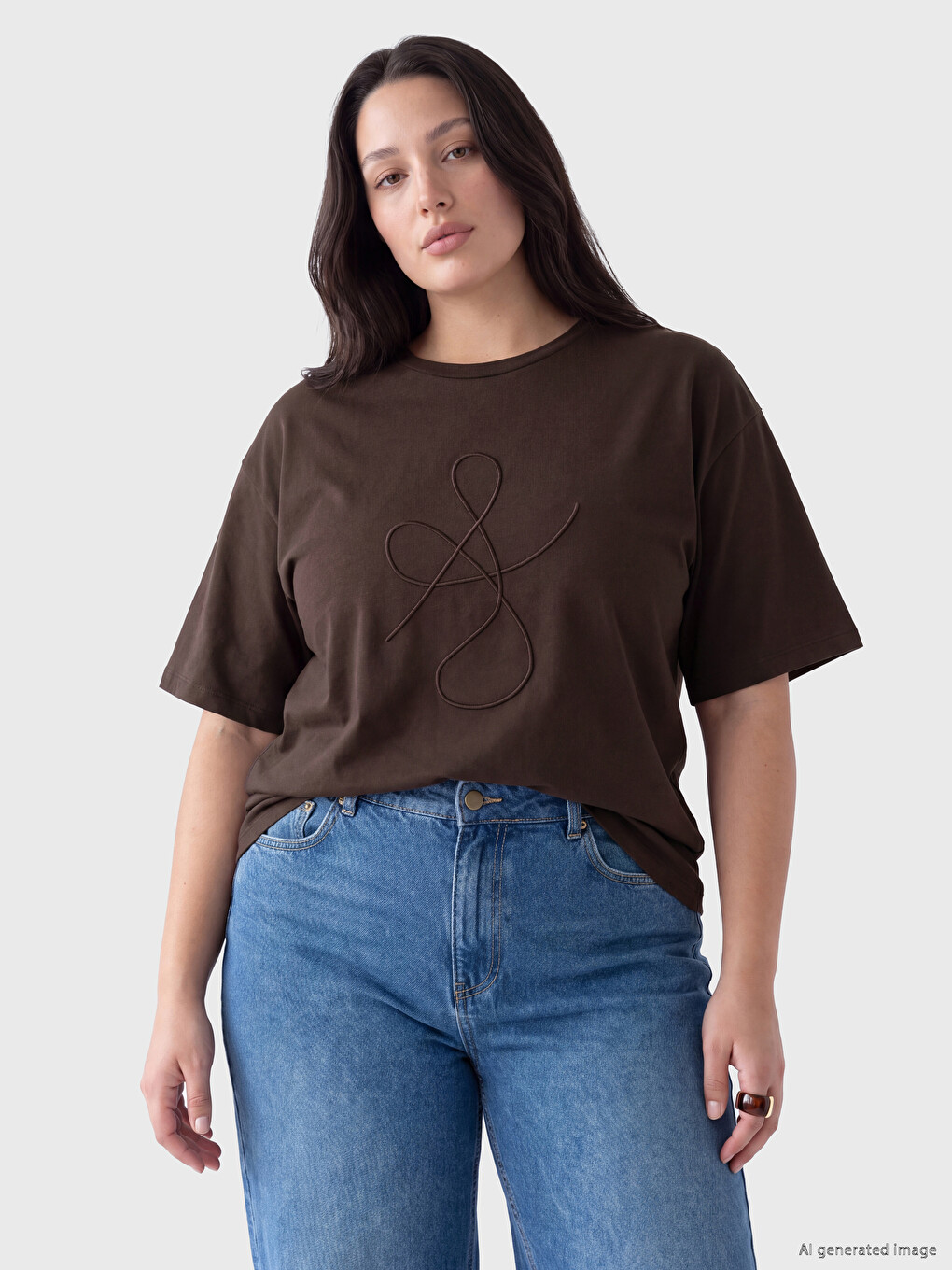 Plus Size Embroidered 100% Cotton Women's T-shirt-1