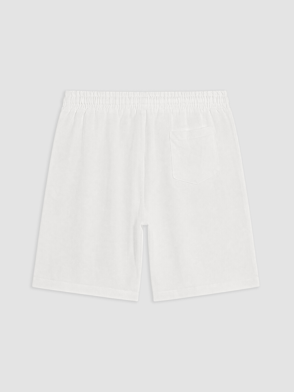 Beyaz Regular Fit Keten Karışımlı Erkek Şort-1