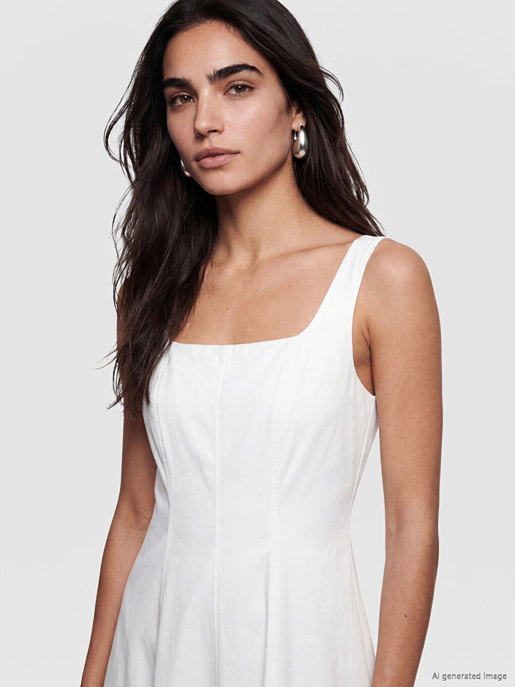 Square Neck Flared Dress-1