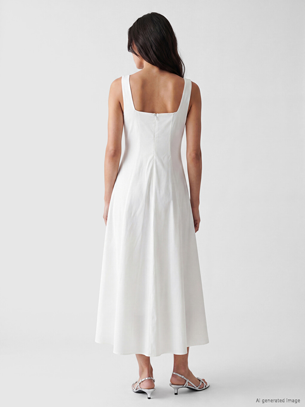 Square Neck Flared Dress-3