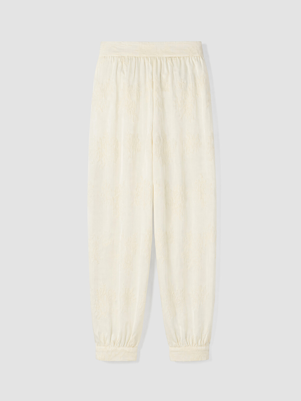 Ekru Beli Lastikli Nakışlı Kadın Pantolon-6