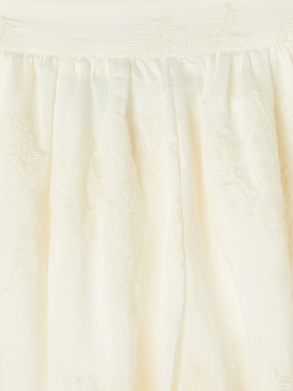 Ekru Beli Lastikli Nakışlı Kadın Pantolon-5