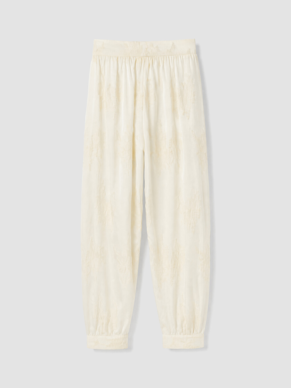 Ekru Beli Lastikli Nakışlı Kadın Pantolon-6