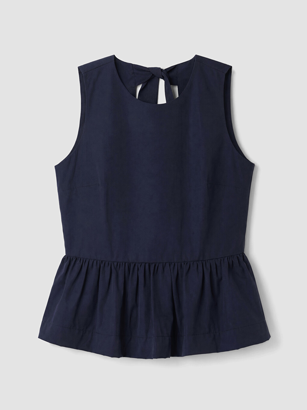 Lacivert Bisiklet Yaka Sırtı Bağlamalı Peplum Bluz-4