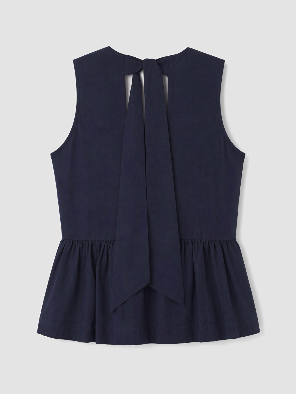 Lacivert Bisiklet Yaka Sırtı Bağlamalı Peplum Bluz-8