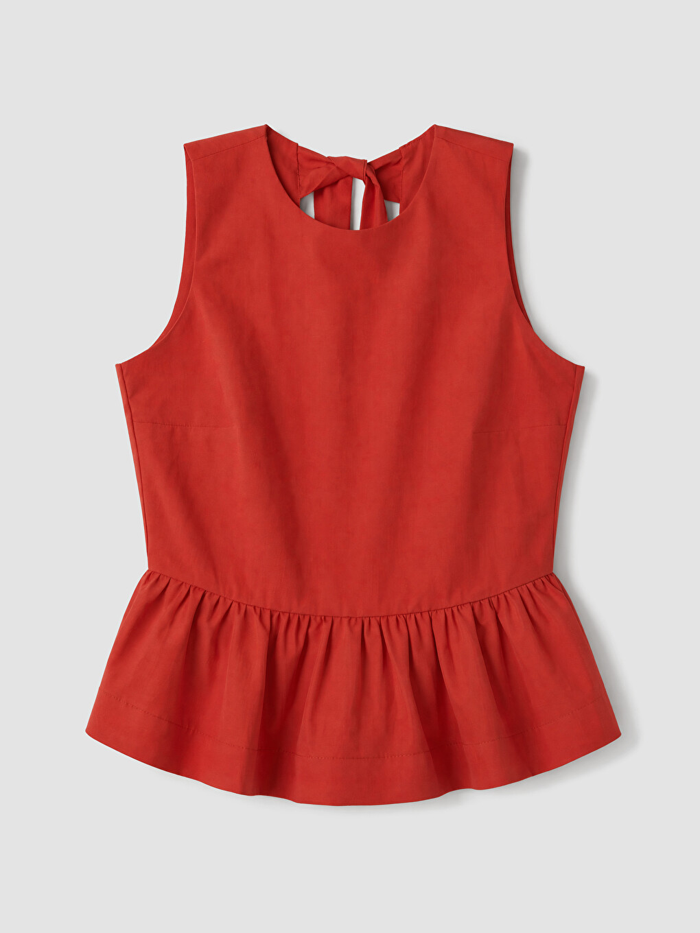 Kırmızı Bisiklet Yaka Sırtı Bağlamalı Peplum Bluz-3
