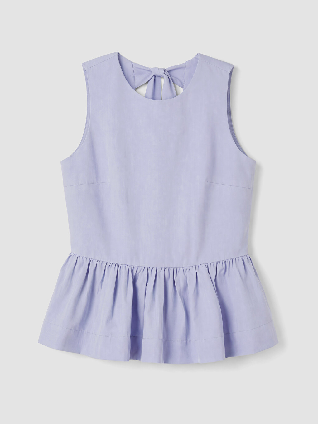 Lila Bisiklet Yaka Sırtı Bağlamalı Peplum Bluz-3