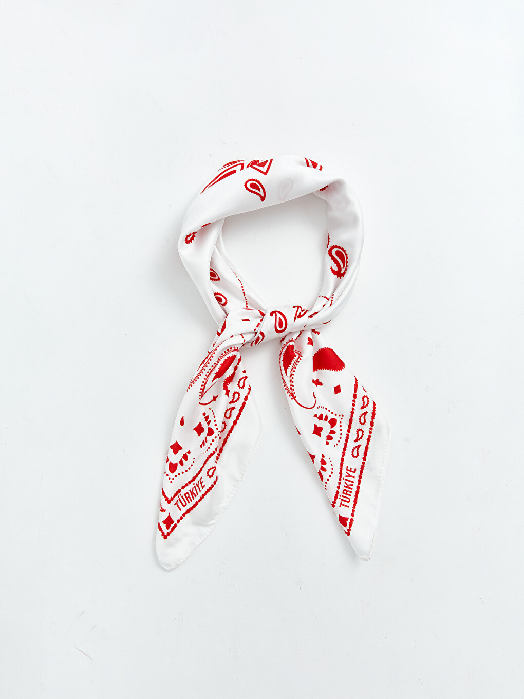 Kırmızı Türkiye Baskılı Kadın Bandana