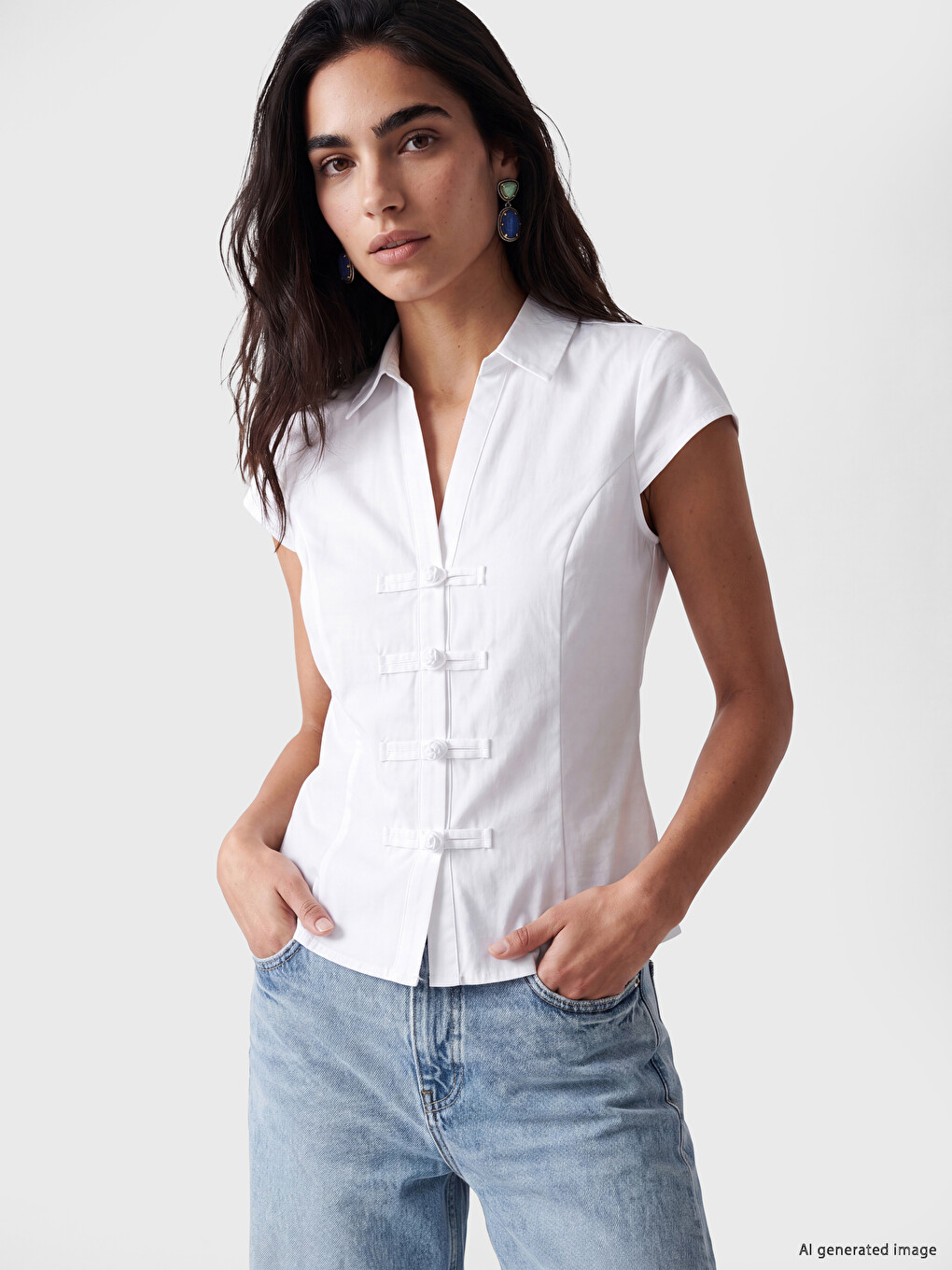 Fancy Buttoned Poplin Women's Shirt