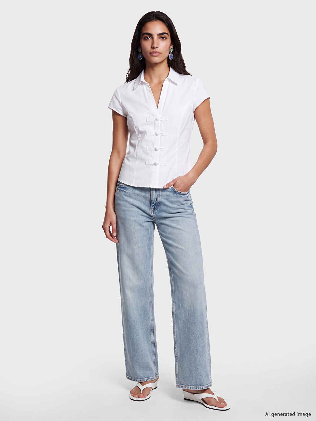 Fancy Buttoned Poplin Women's Shirt-1