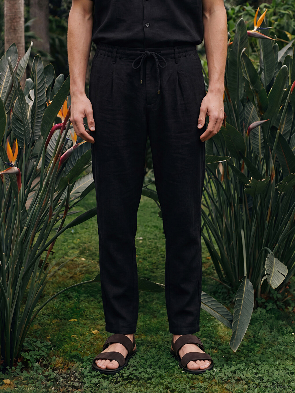 Siyah Regular Fit Erkek Pantolon-1