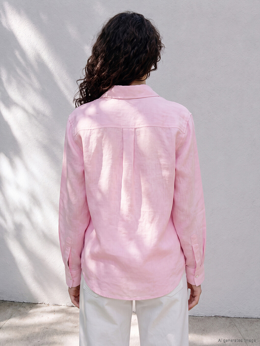 Pembe Müslin Kadın Gömlek-3
