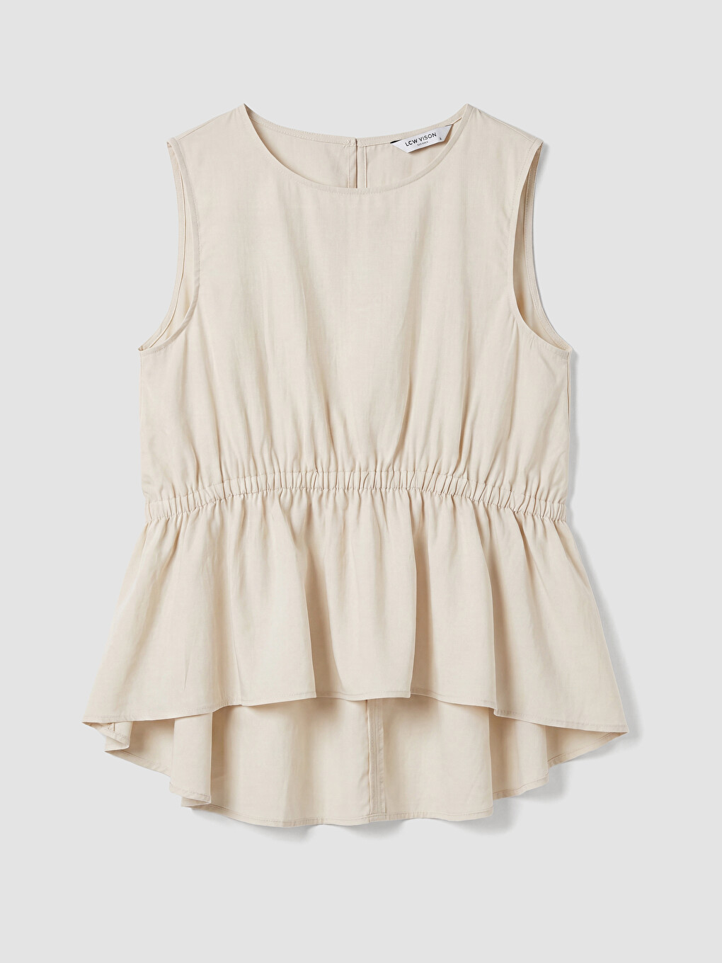 Beyaz Bisiklet Yaka Peplum Bluz