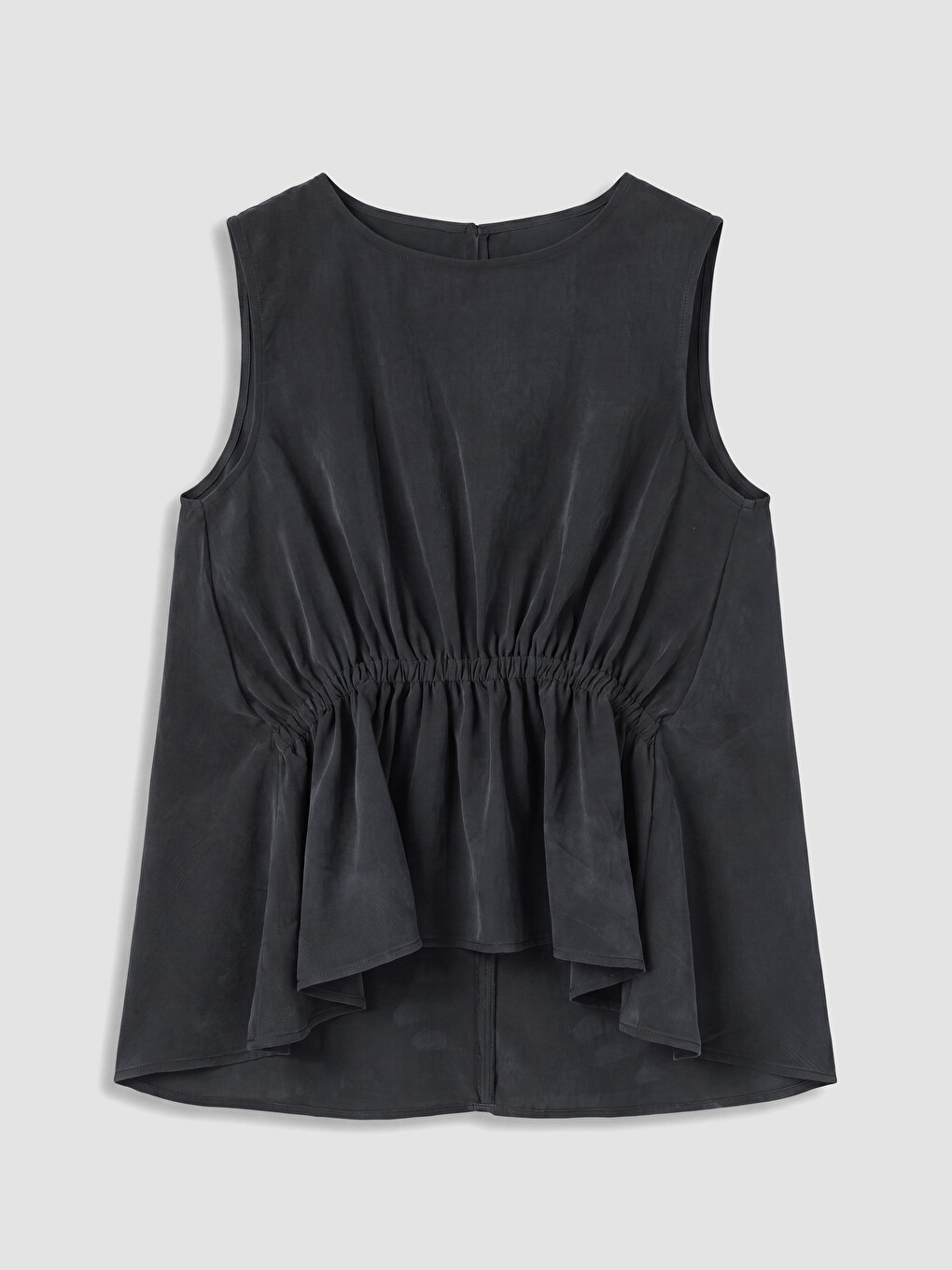 Siyah Bisiklet Yaka Peplum Bluz