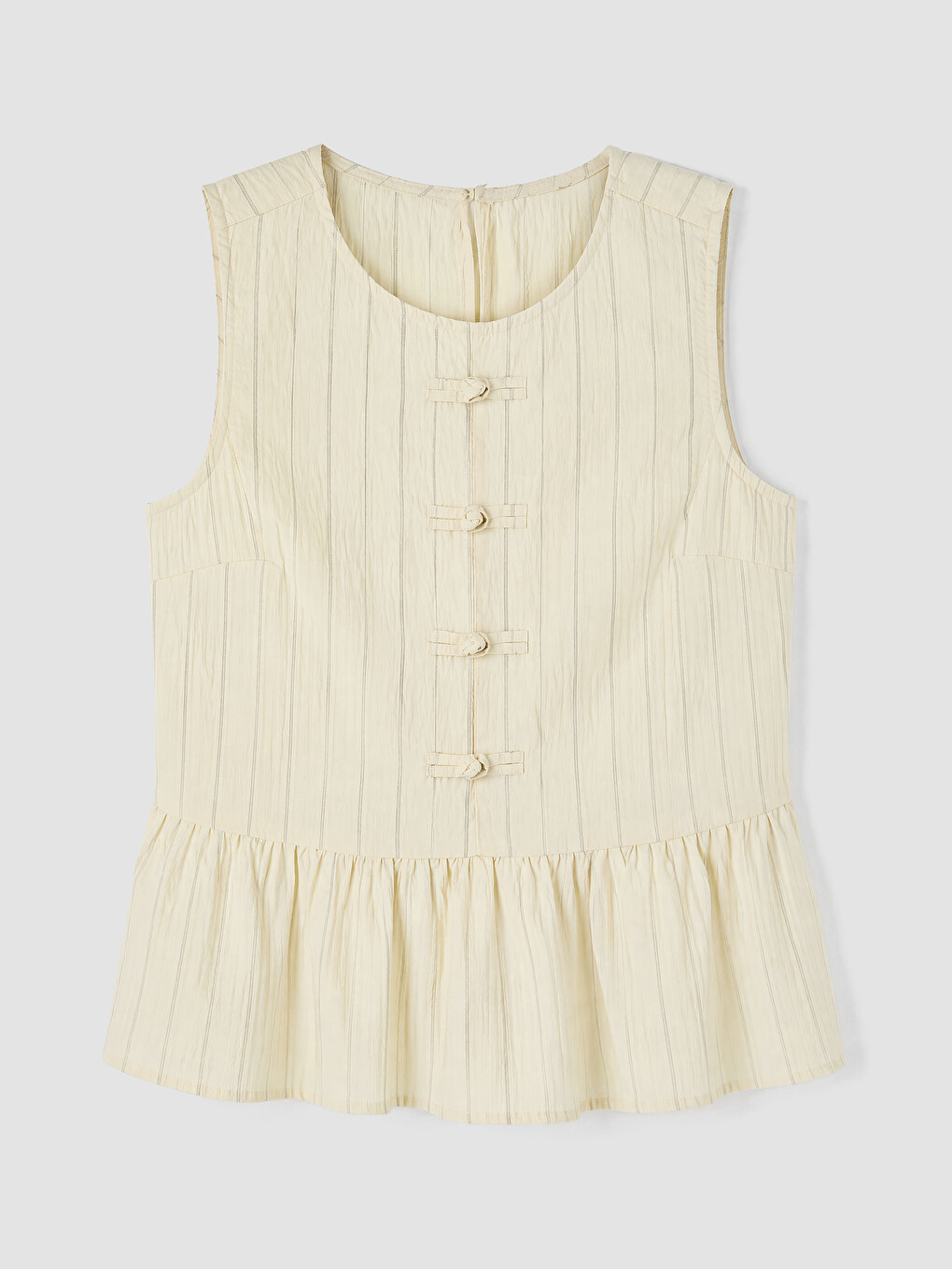 Sarı Çizgili Modal Karışımlı Peplum Bluz