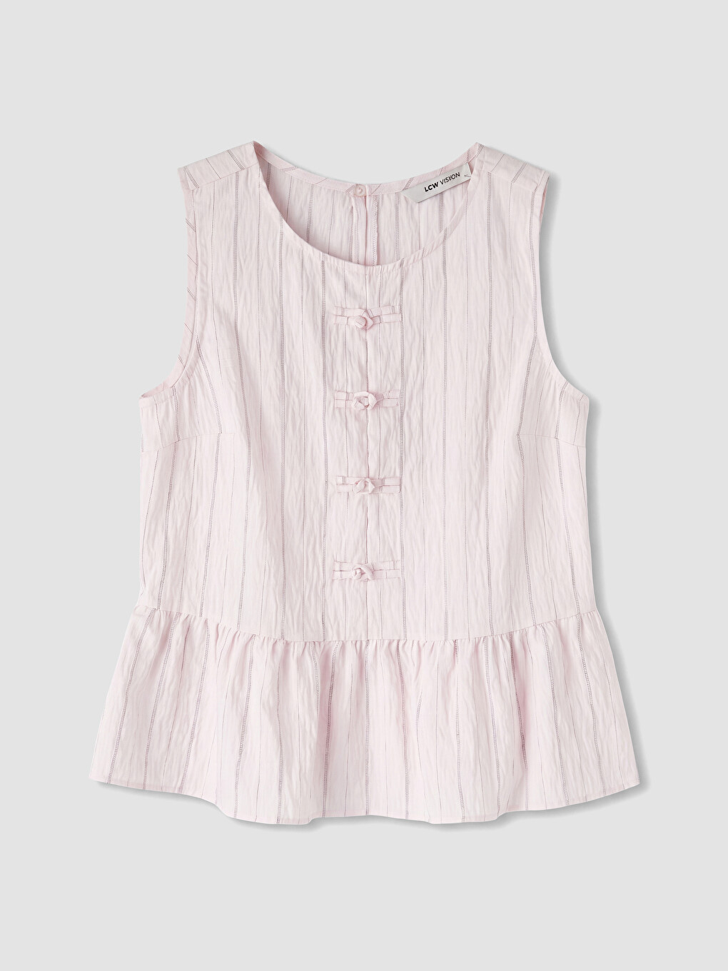 Pembe Çizgili Modal Karışımlı Peplum Bluz-4