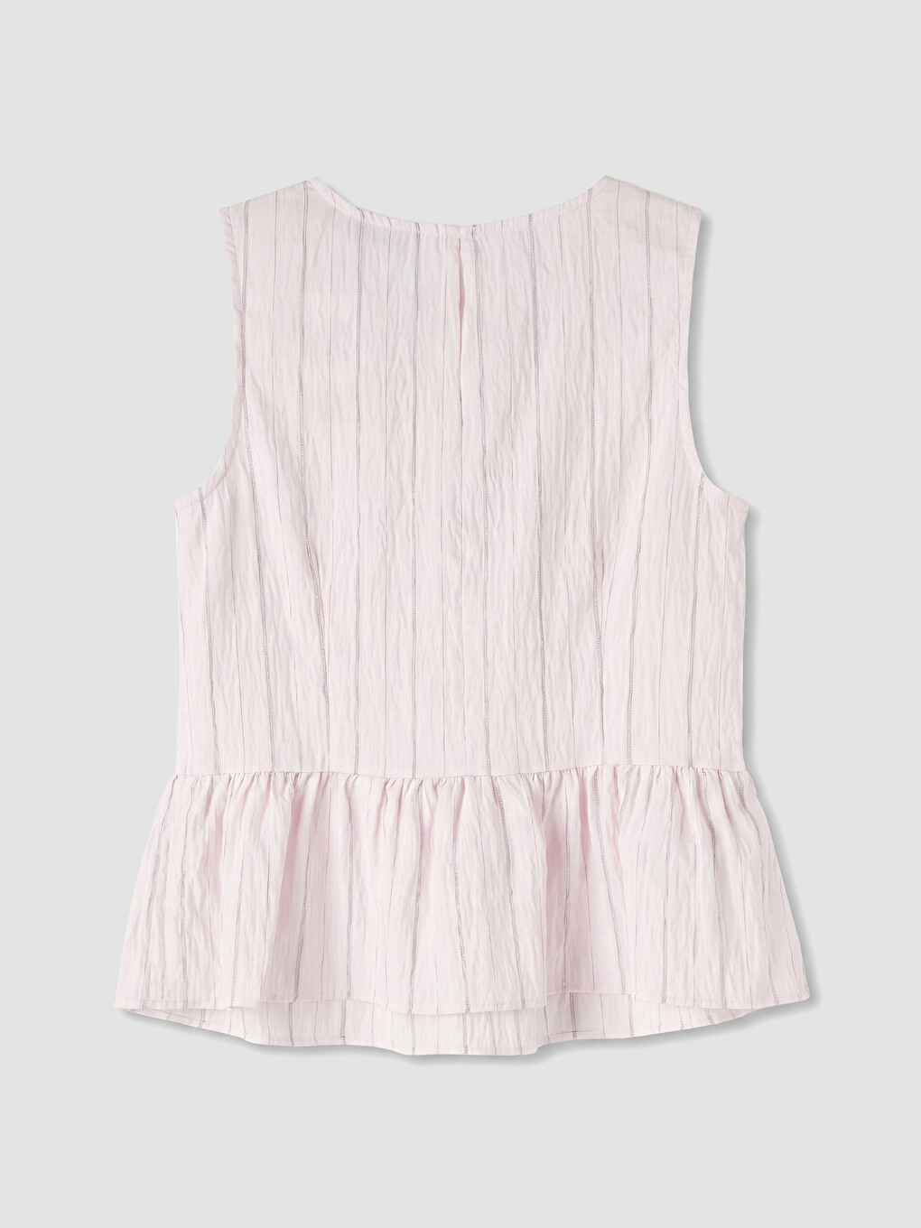 Pembe Çizgili Modal Karışımlı Peplum Bluz-6