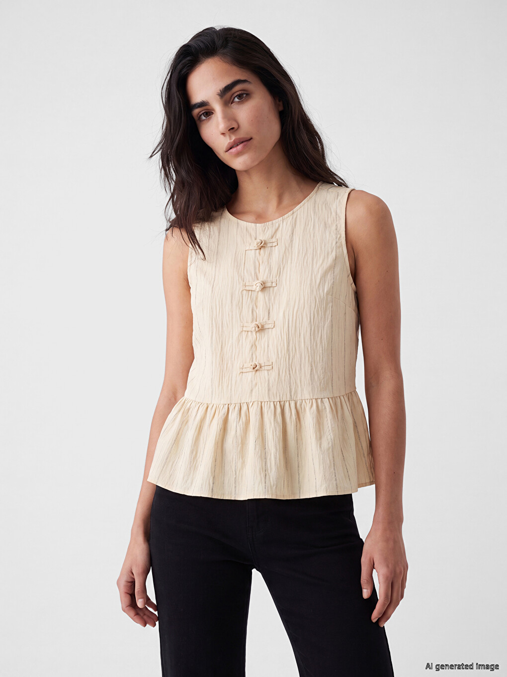 Striped Modal Blended Peplum Blouse