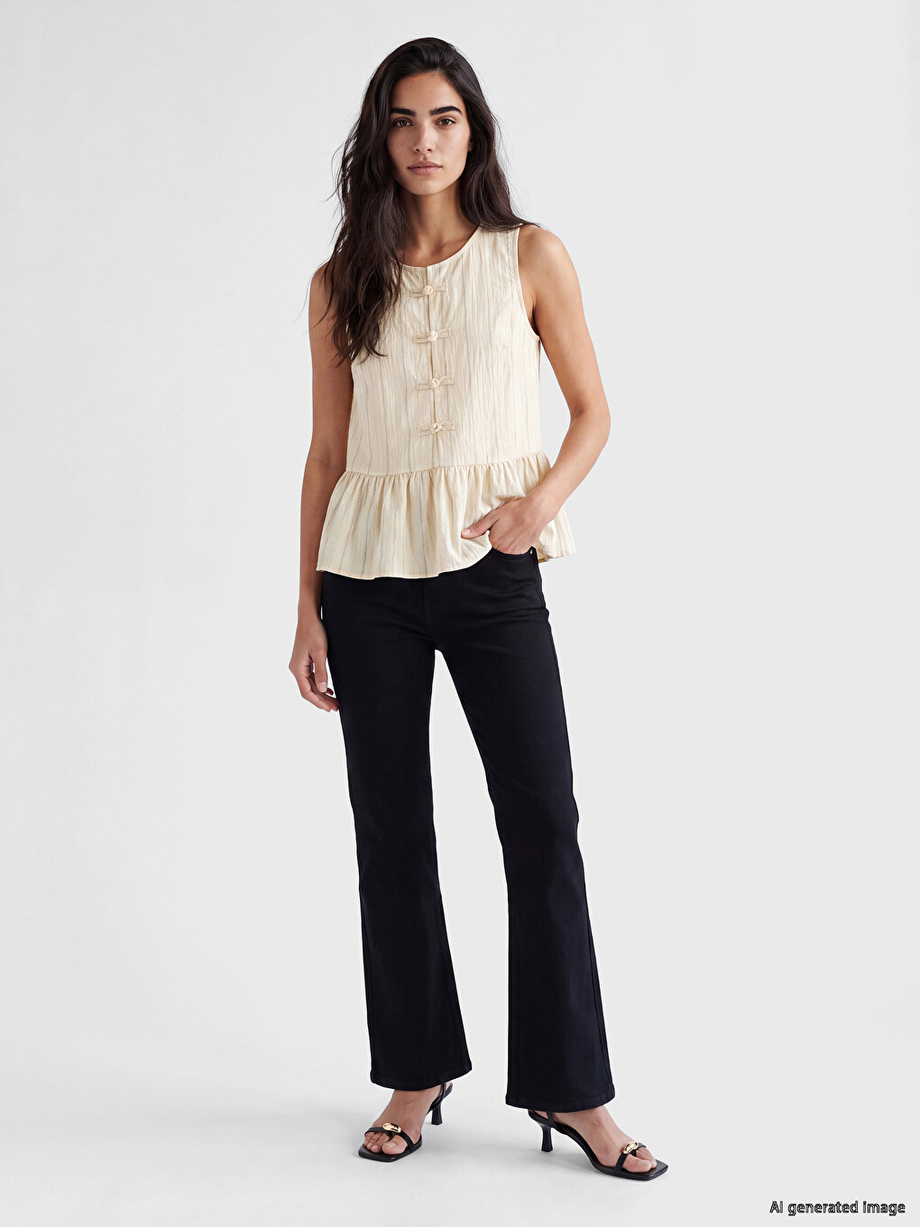 Striped Modal Blended Peplum Blouse-1