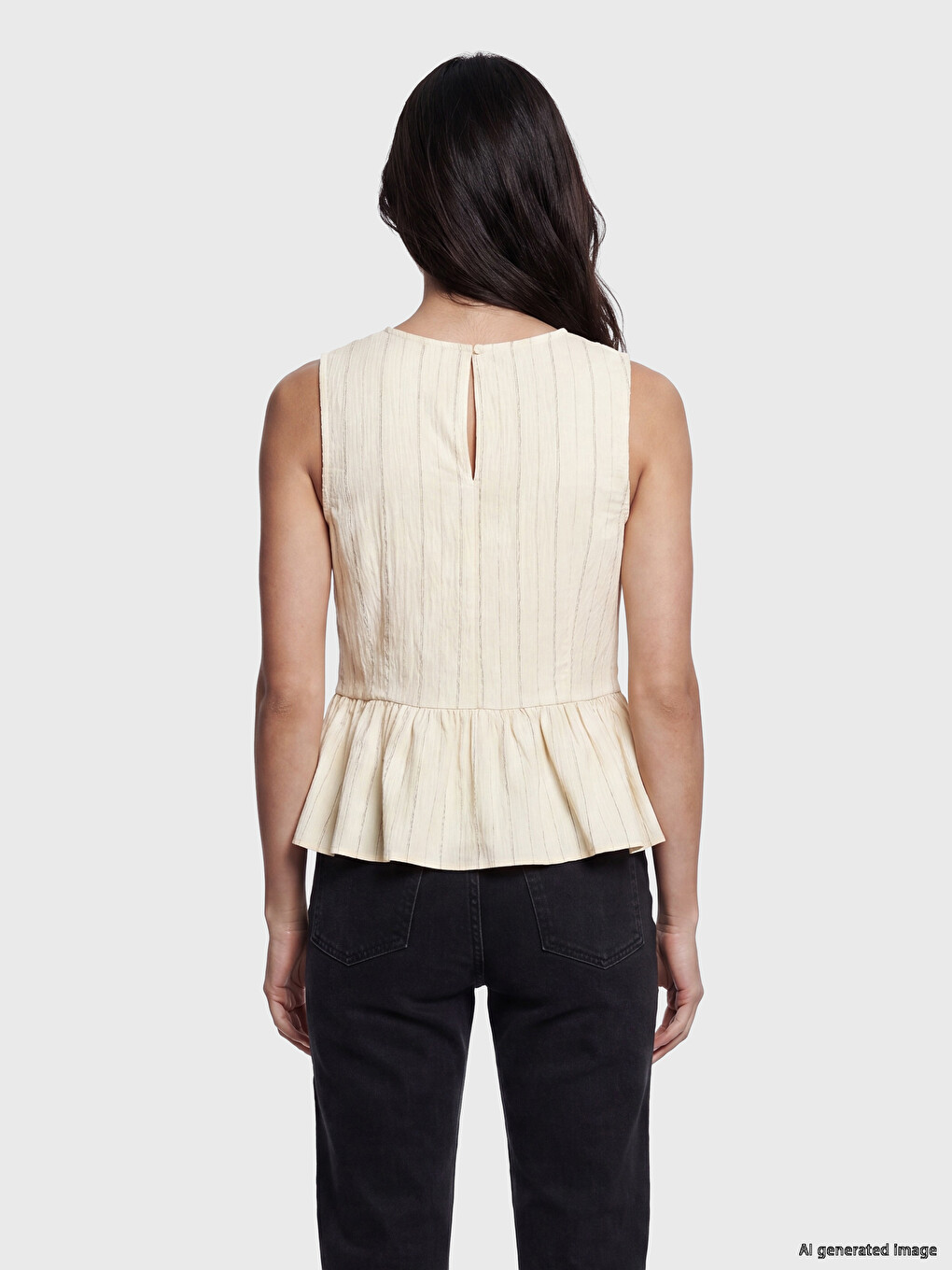 Striped Modal Blended Peplum Blouse-3