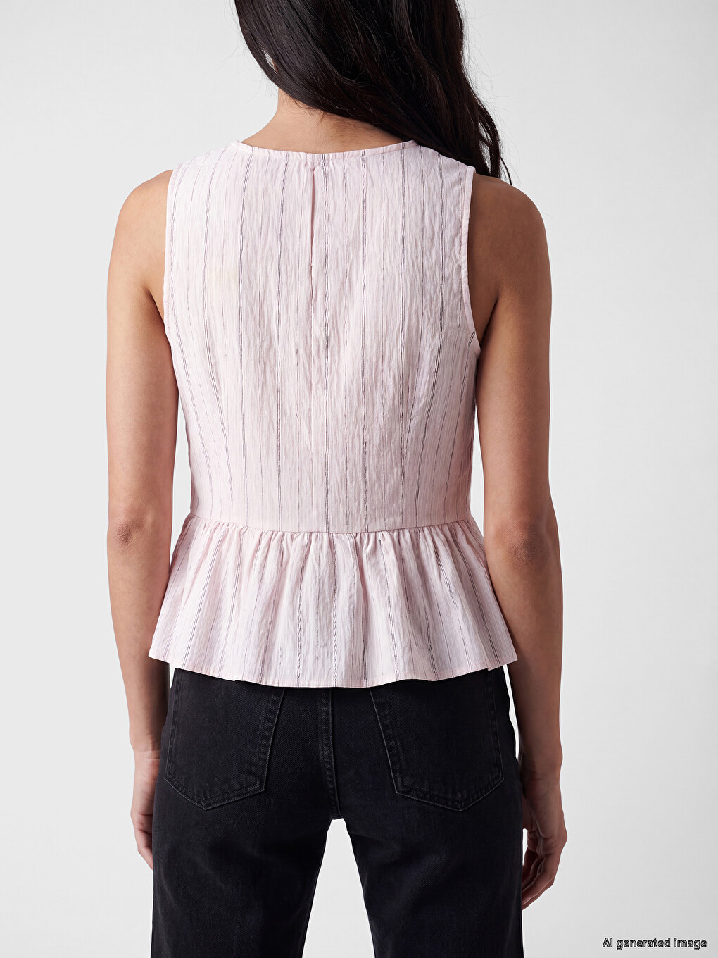 Pembe Çizgili Modal Karışımlı Peplum Bluz-3